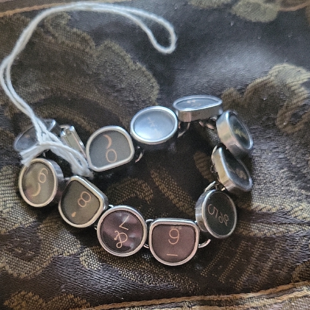 Silver and Black Typewriter Key Bracelet Hand Made Boxed Bag One Of A Kind